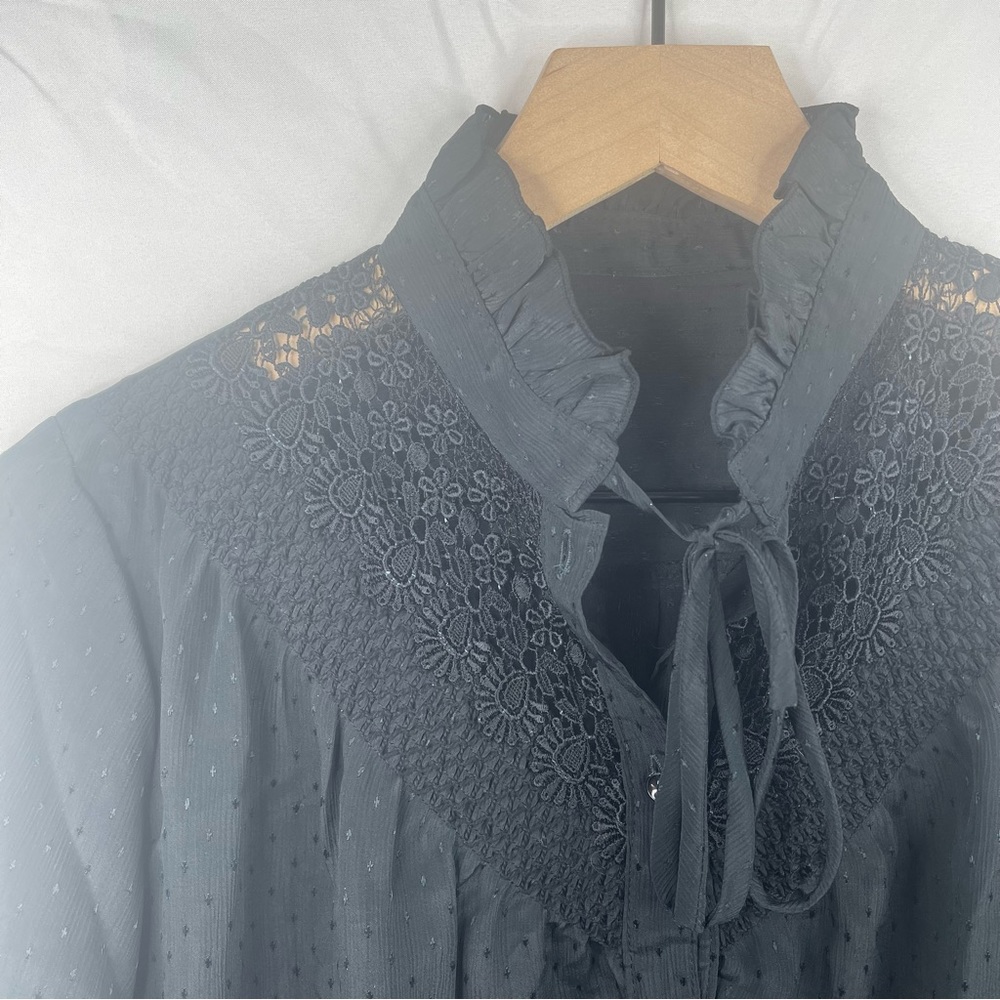 Black Lace Collared Blouse